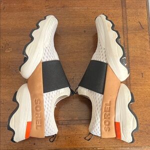 Sorel Cream and Tan Sneakers with Black Strap